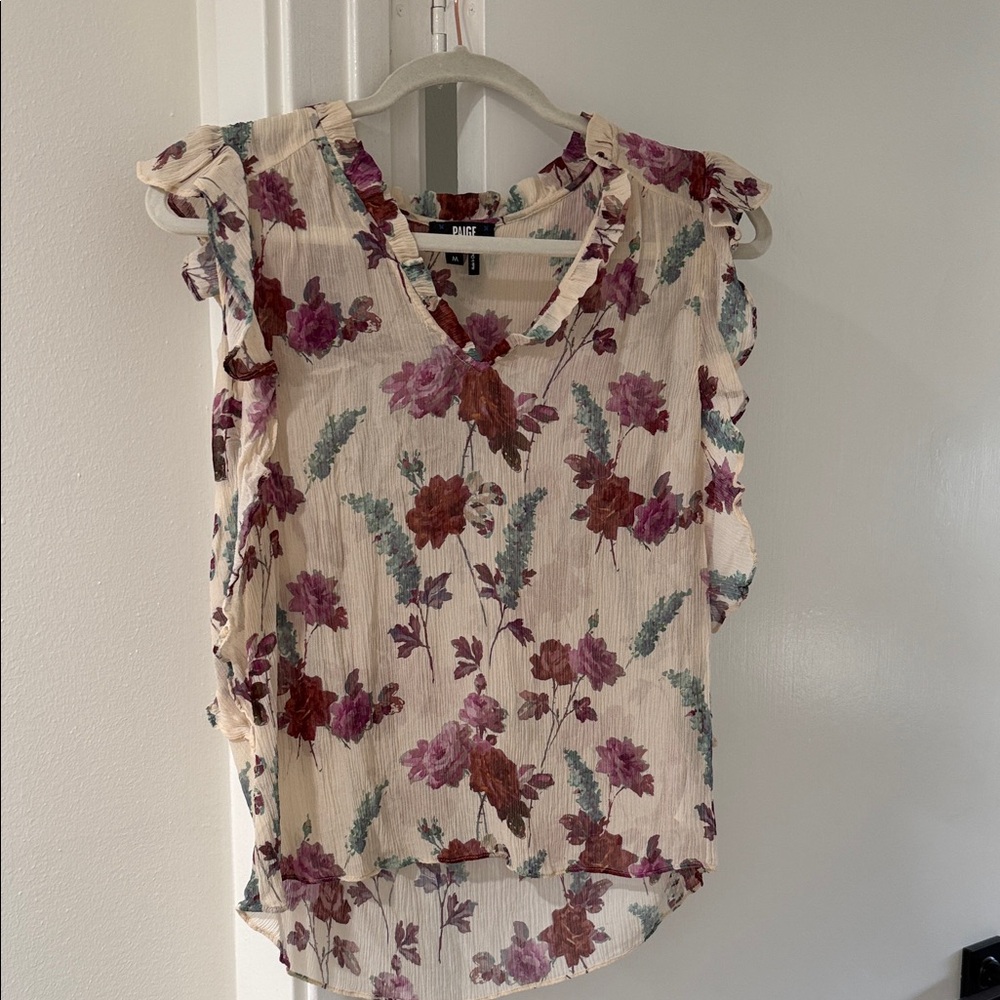 PAIGE Cream and Purple Floral Blouse